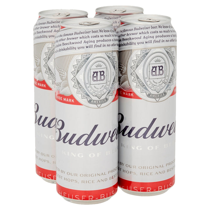 Budweiser Lager Beer Cans 4 x 568ml