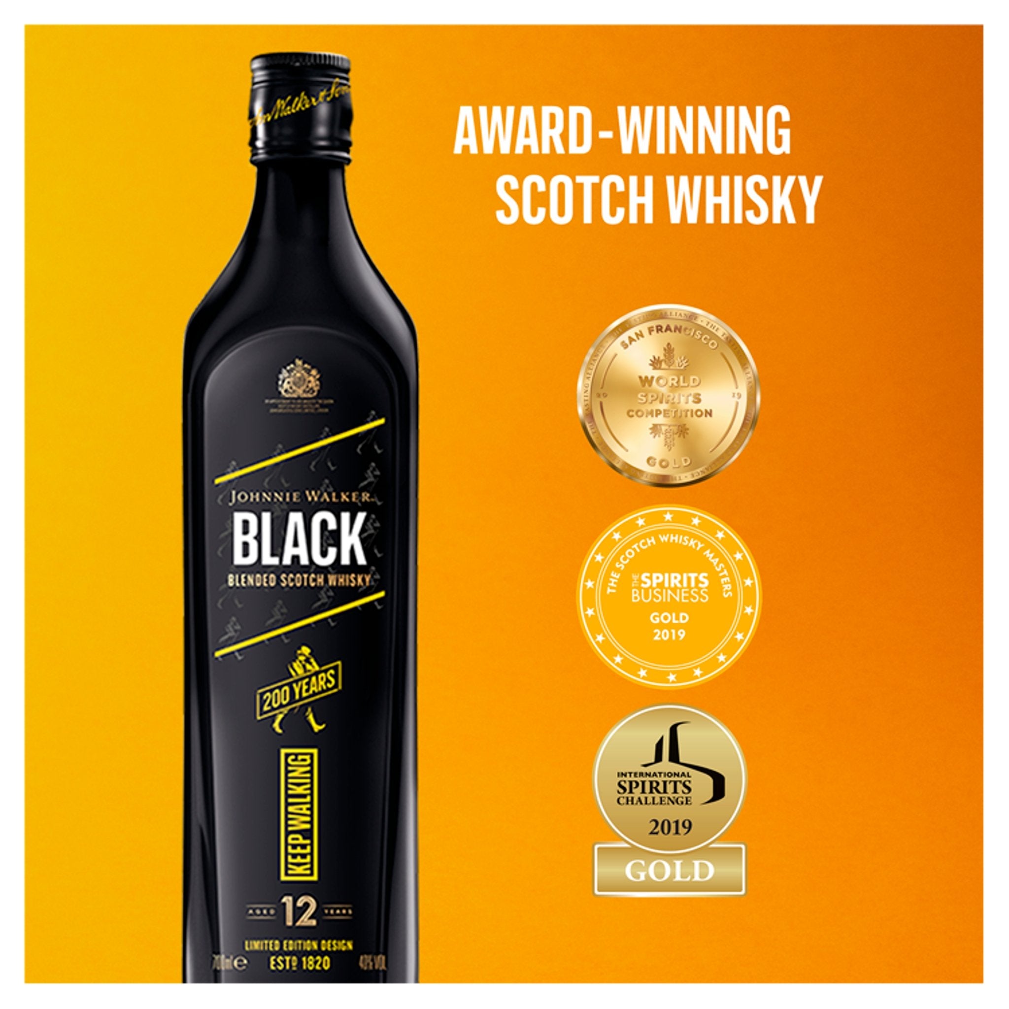 Johnnie Walker Black Label 12 Year Old Blended Scotch Whisky 70cl