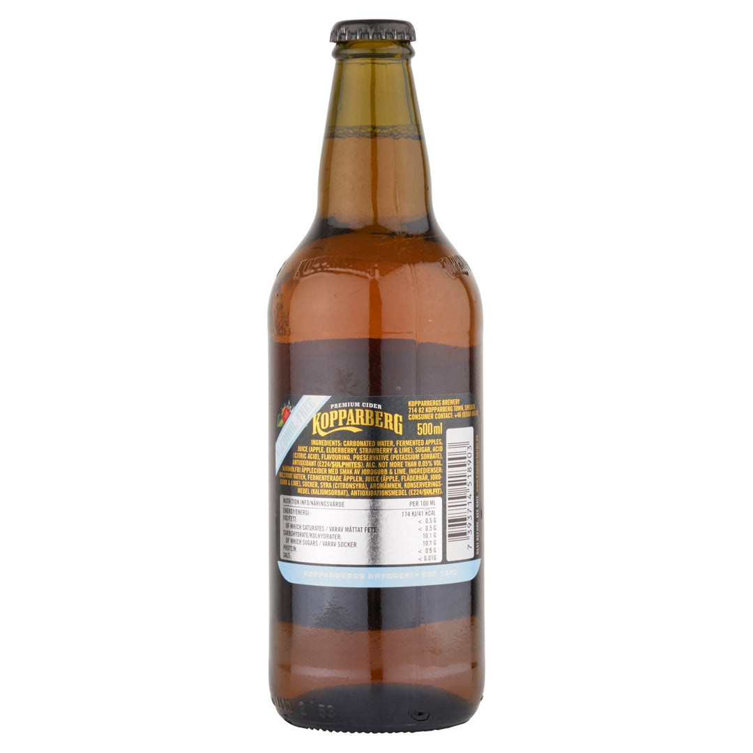 Kopparberg Alcohol-Free Premium Cider with Strawberry & Lime 500ml