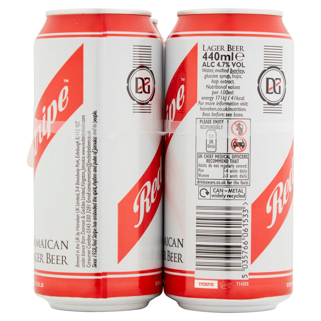 Red Stripe Jamaican Lager Beer 4 x 440ml Cans