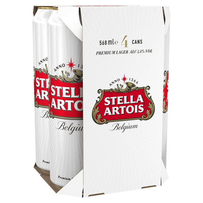 Stella Artois Belgium Premium Lager 4 x 568ml Cans