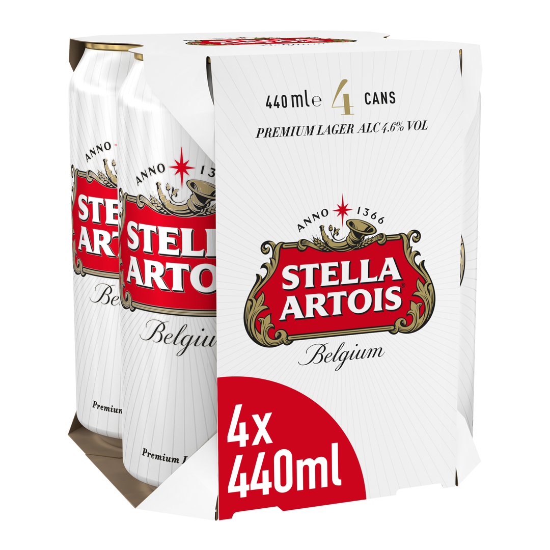 Stella Artois Belgium Premium Lager 4 x 440ml Cans
