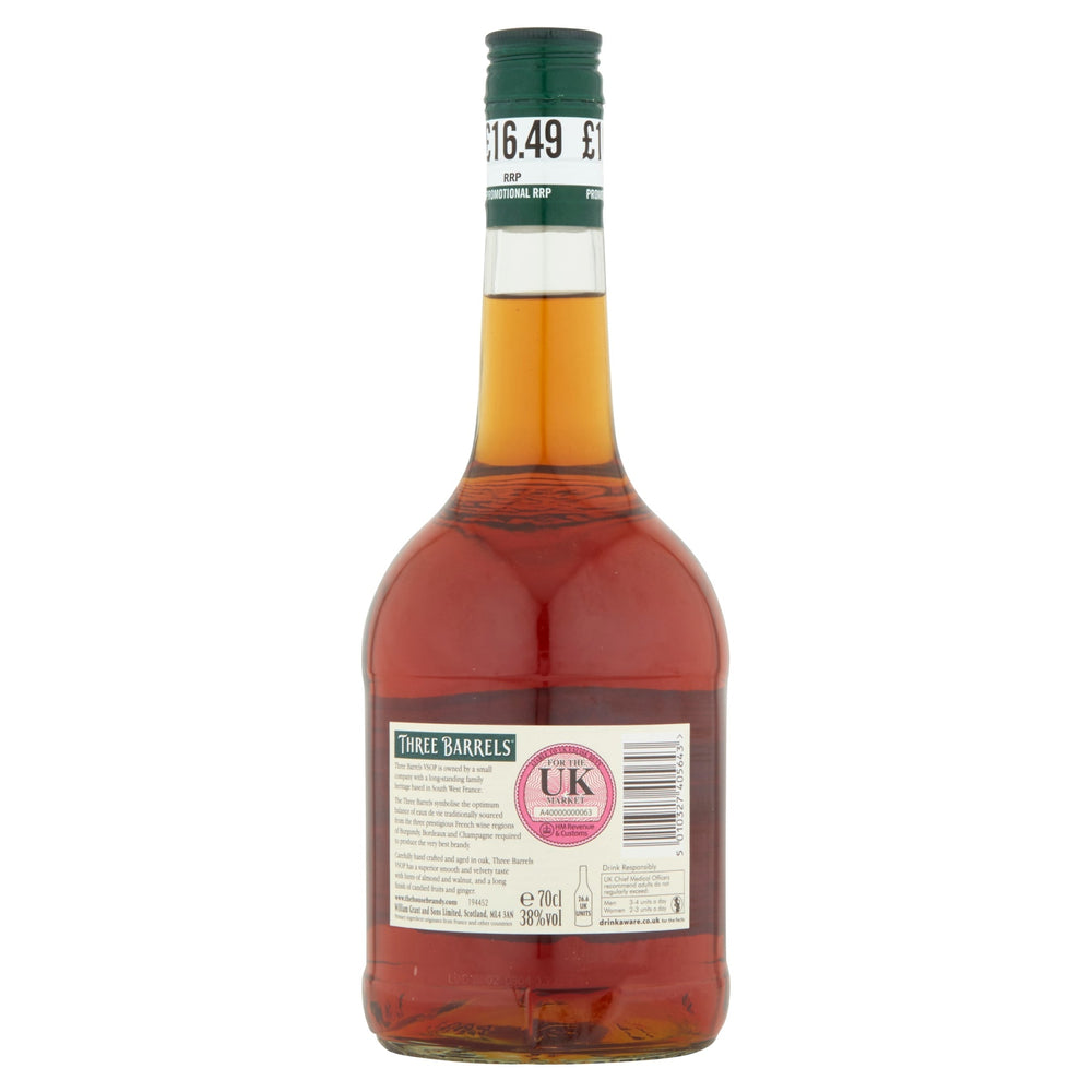 Three Barrels Rare Old French Brandy VSOP 70cl - Brandy - Discount My Drinks